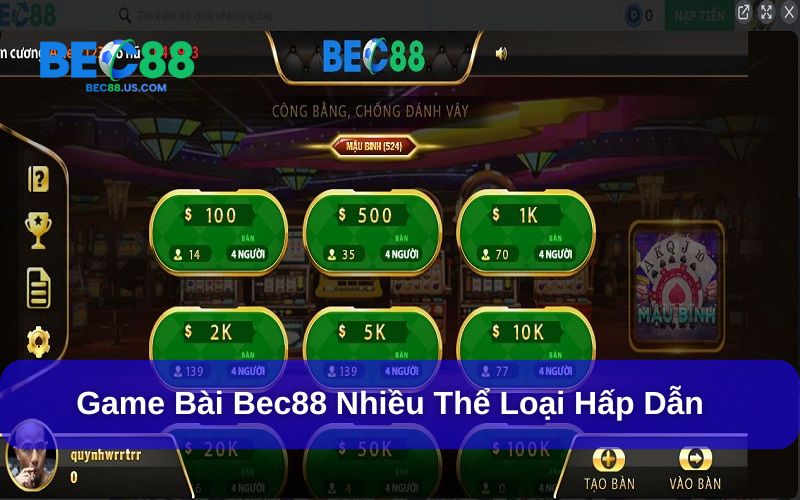 Bật mí những game bài Bec88 phổ biến nhất Bật mí những game bài Bec88 phổ biến nhất